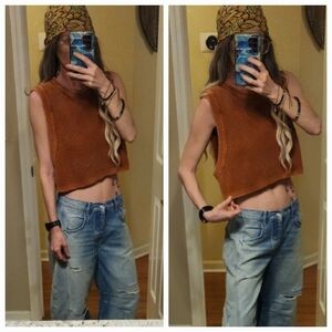 Free People Knit Sleeveless Crop Sweater Tank